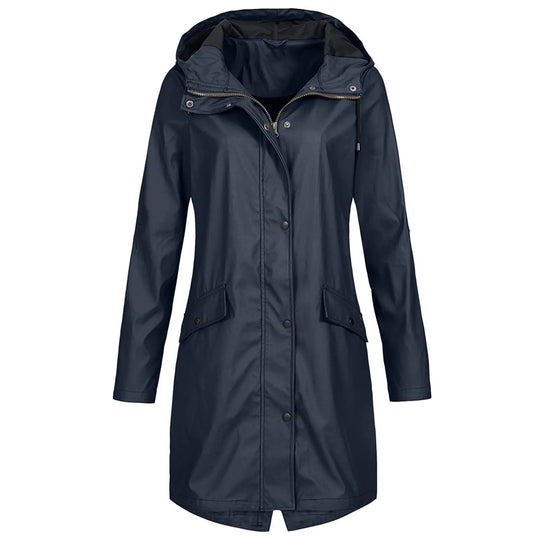 Hooded Long Rain Jacket for Women Azzoria