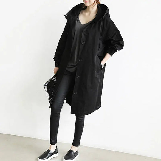 Hooded Trenchcoat Jacket For Women Azzoria