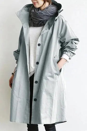 Hooded Trenchcoat Jacket For Women Azzoria