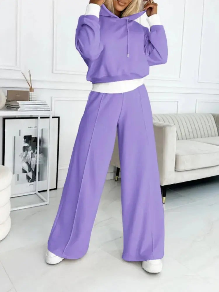 Hoodie and Drawstring Trousers Lounge Set for Women Azzoria