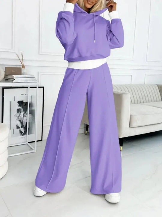 Hoodie and Drawstring Trousers Lounge Set for Women Azzoria