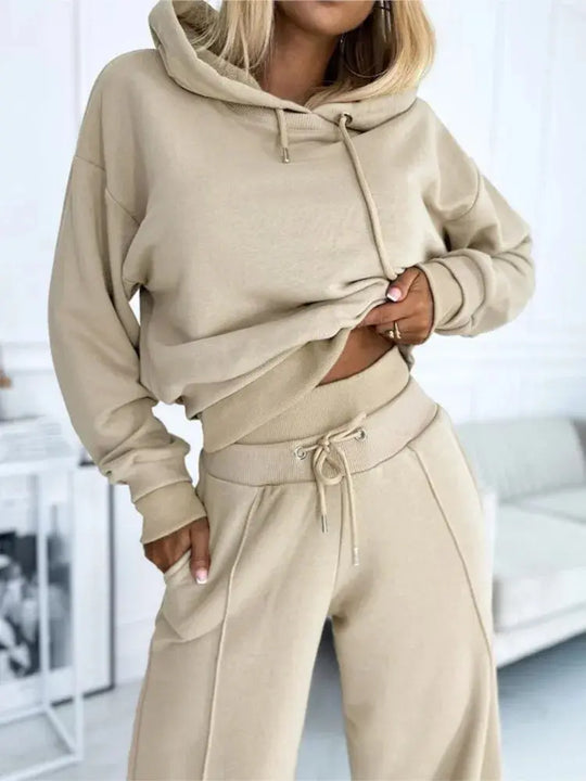 Hoodie and Drawstring Trousers Lounge Set for Women Azzoria