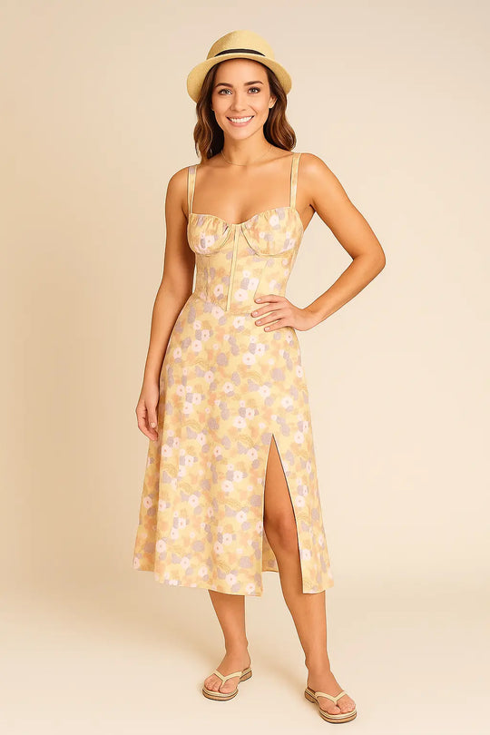 Lace-Up Back Midi Dress for Women Azzoria