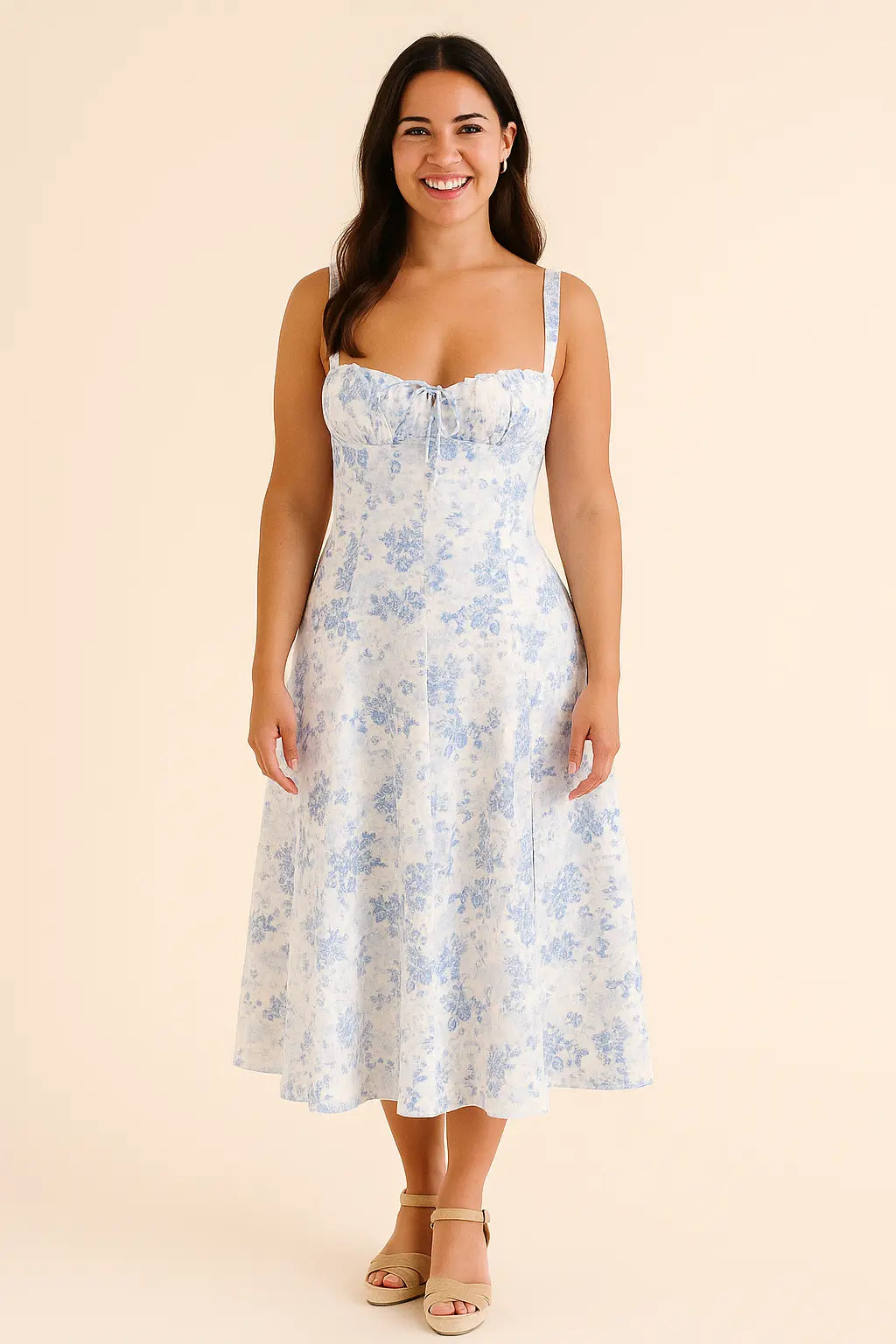 Lace-Up Back Midi Dress for Women Azzoria