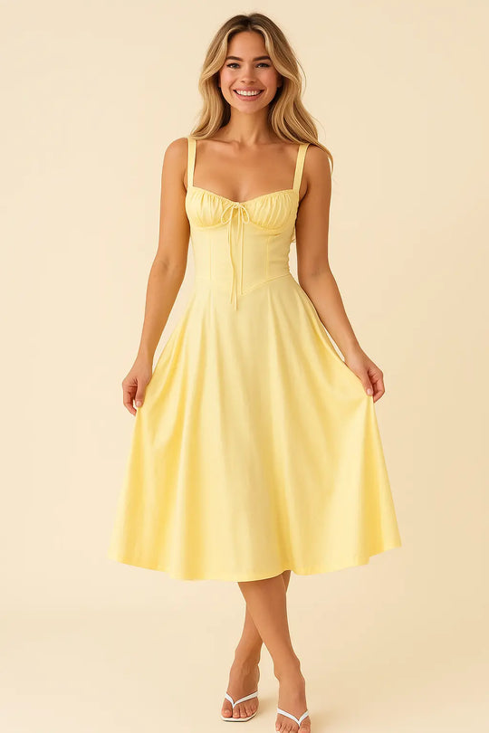 Lace-Up Back Midi Dress for Women Azzoria