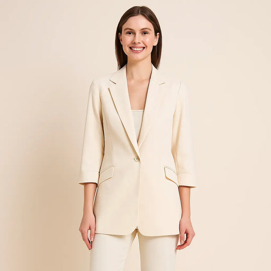 Matte Finish 3/4 Sleeve Blazer for Women Azzoria