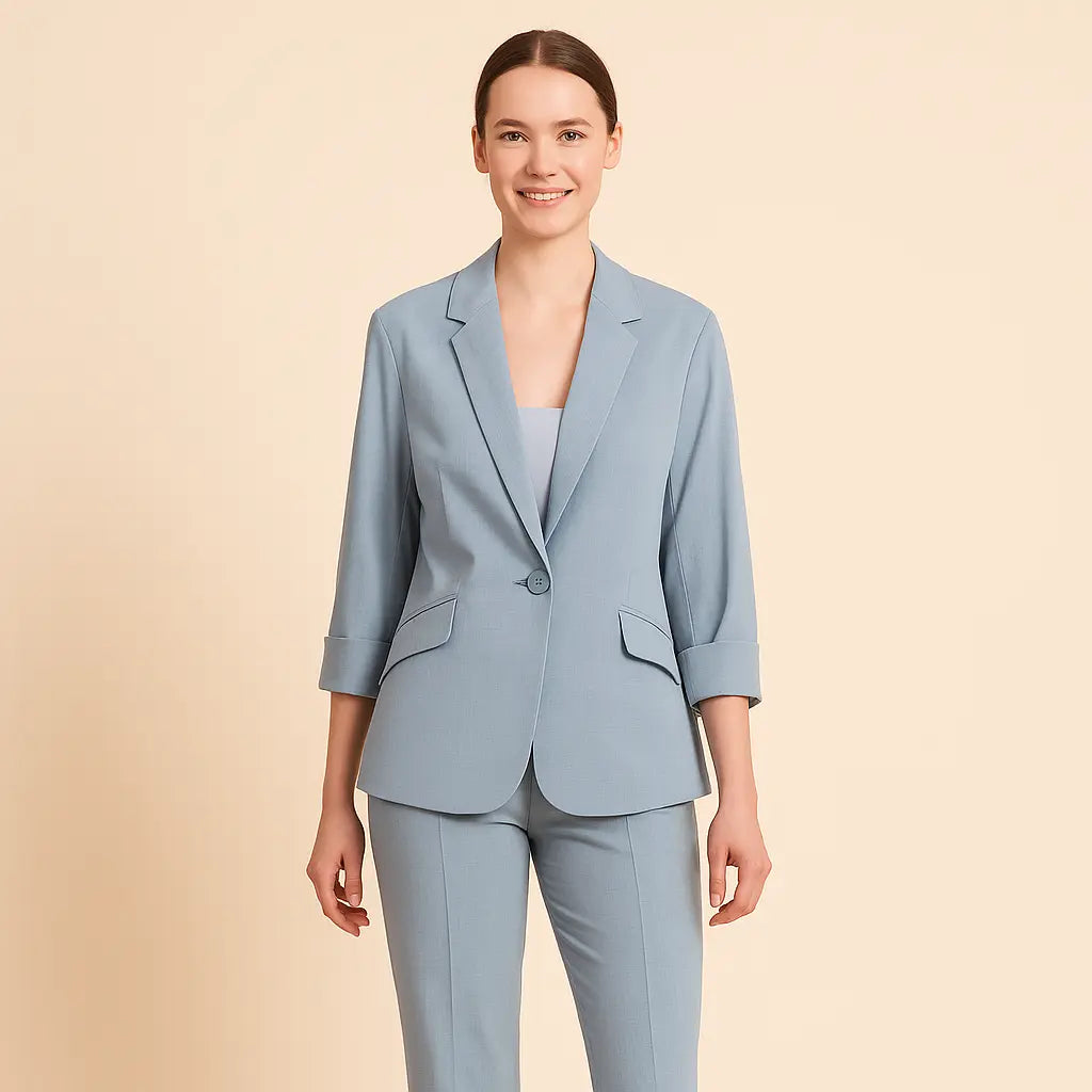 Matte Finish 3/4 Sleeve Blazer for Women Azzoria