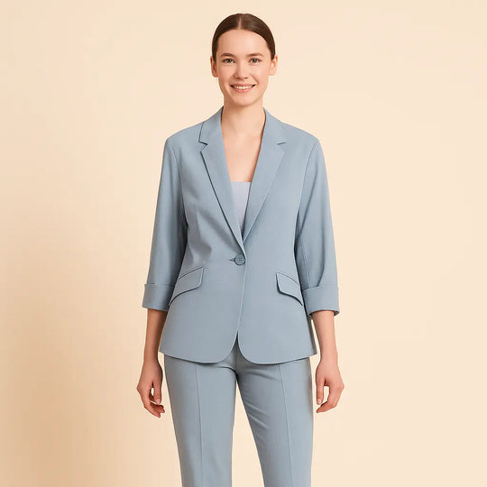 Matte Finish 3/4 Sleeve Blazer for Women Azzoria