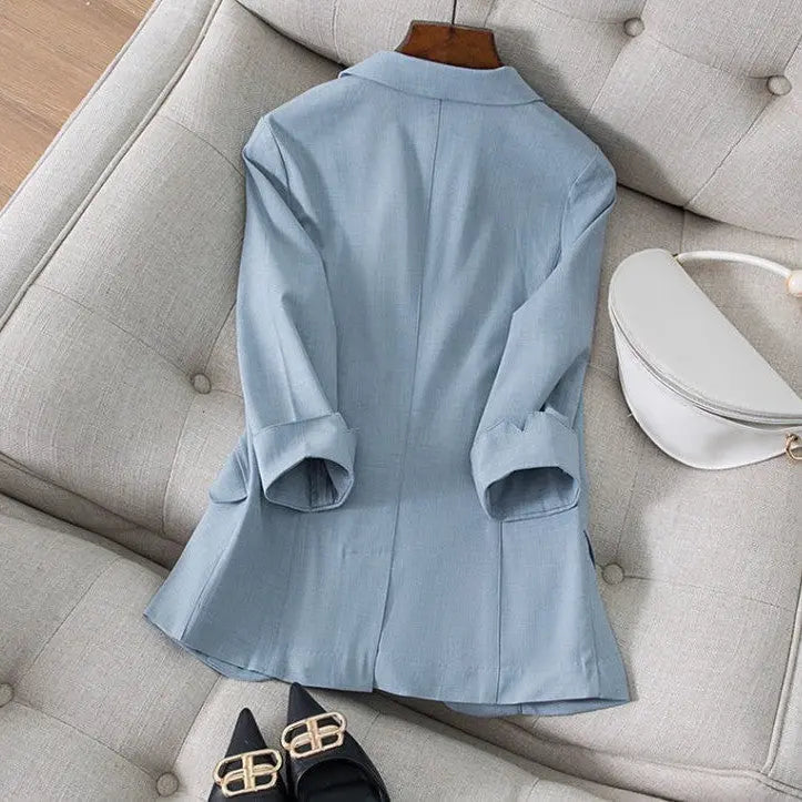 Matte Finish 3/4 Sleeve Blazer for Women Azzoria