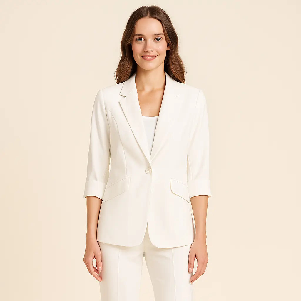 Matte Finish 3/4 Sleeve Blazer for Women Azzoria