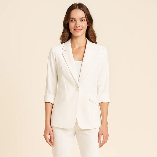 Matte Finish 3/4 Sleeve Blazer for Women Azzoria