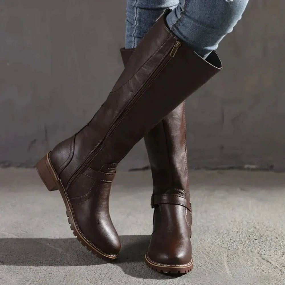 Mid-Calf Boots with Side Zipper for Women Azzoria