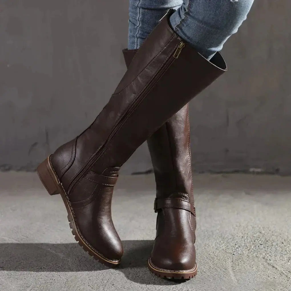 Mid-Calf Boots with Side Zipper for Women Azzoria