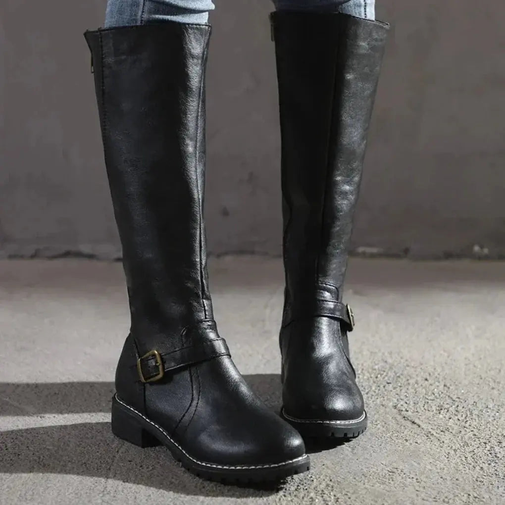 Mid-Calf Boots with Side Zipper for Women Azzoria
