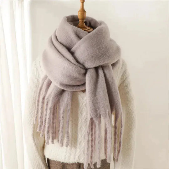 Mohair Tassel Scarf for Women Azzoria