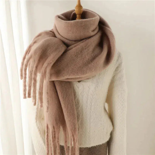 Mohair Tassel Scarf for Women Azzoria