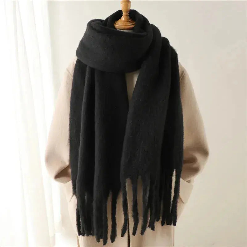 Mohair Tassel Scarf for Women Azzoria