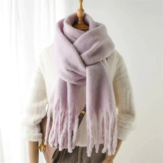 Mohair Tassel Scarf for Women Azzoria