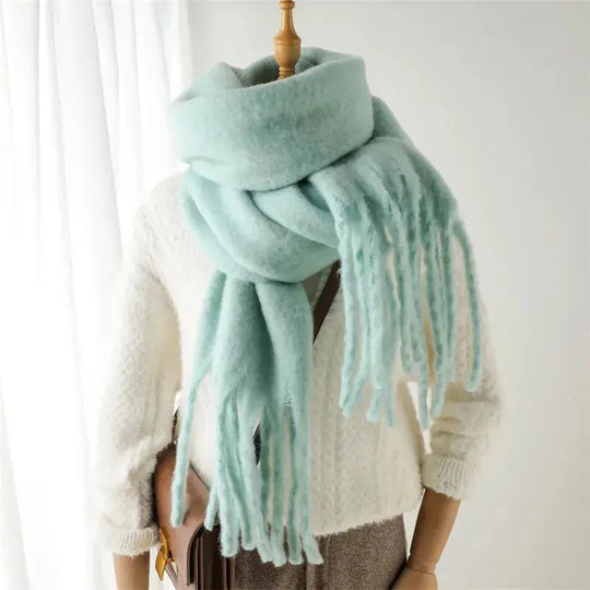 Mohair Tassel Scarf for Women Azzoria