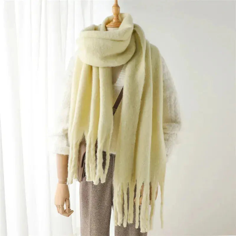Mohair Tassel Scarf for Women Azzoria