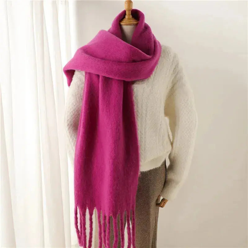 Mohair Tassel Scarf for Women Azzoria