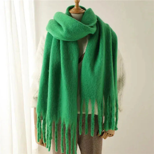 Mohair Tassel Scarf for Women Azzoria