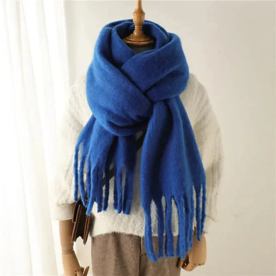 Mohair Tassel Scarf for Women Azzoria