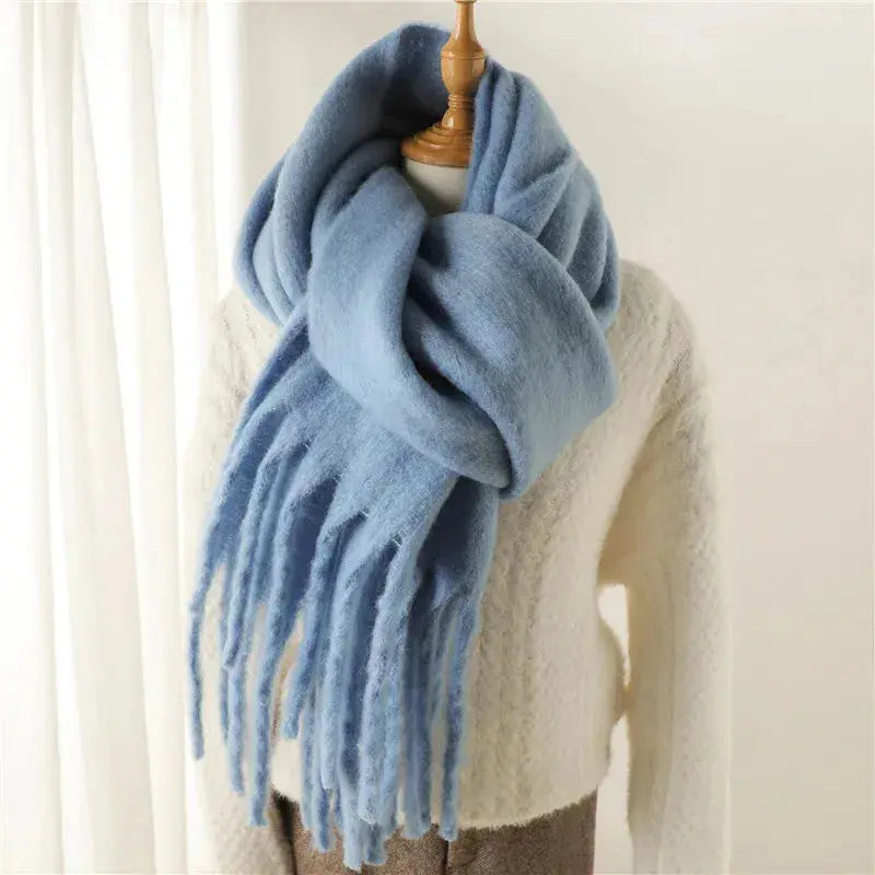 Mohair Tassel Scarf for Women Azzoria