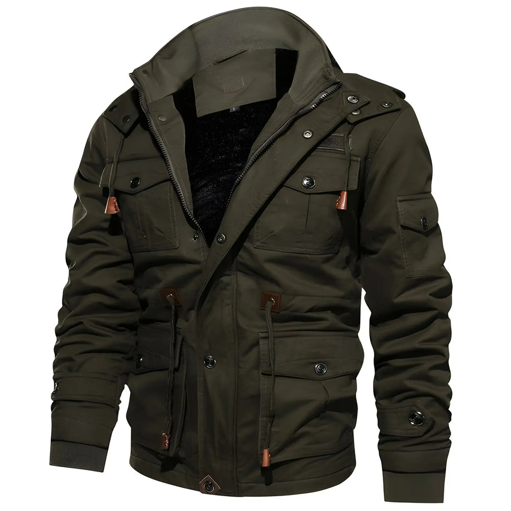Multi-Pocket Military Jacket for Men Azzoria