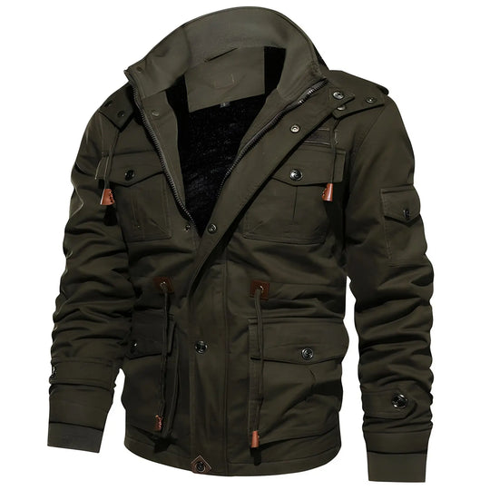 Multi-Pocket Military Jacket for Men Azzoria