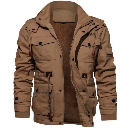 Multi-Pocket Military Jacket for Men Azzoria
