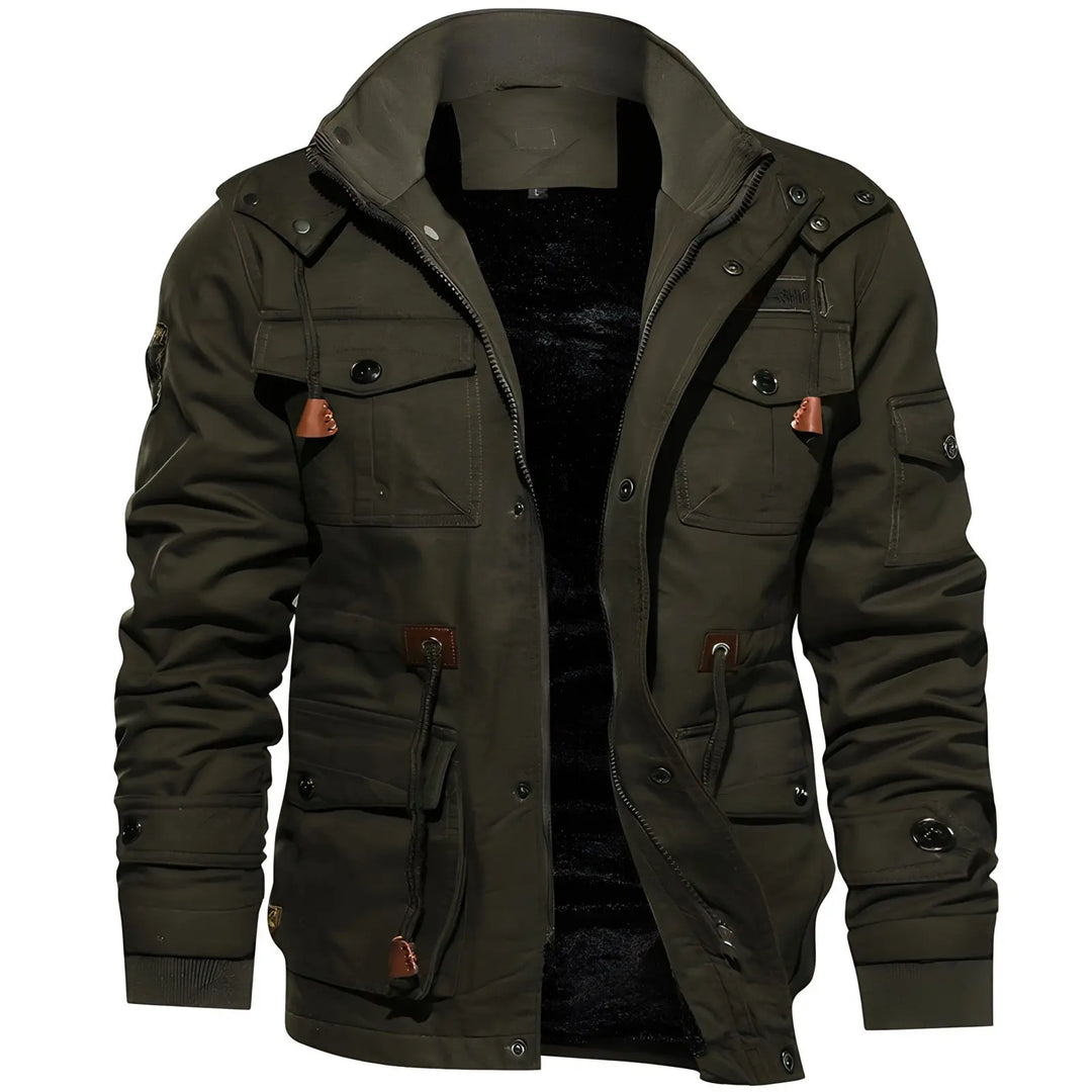 Multi-Pocket Military Jacket for Men Azzoria