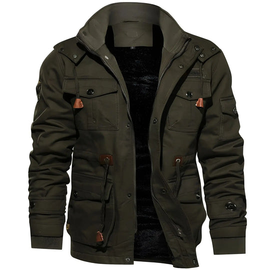 Multi-Pocket Military Jacket for Men Azzoria