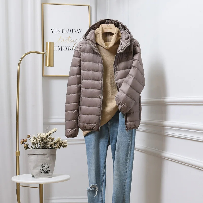 Packable Puffer Jacket with Hood for Women