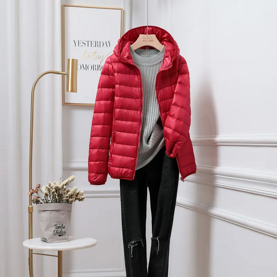 Packable Puffer Jacket with Hood for Women