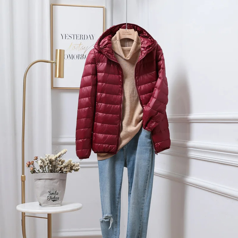 Packable Puffer Jacket with Hood for Women