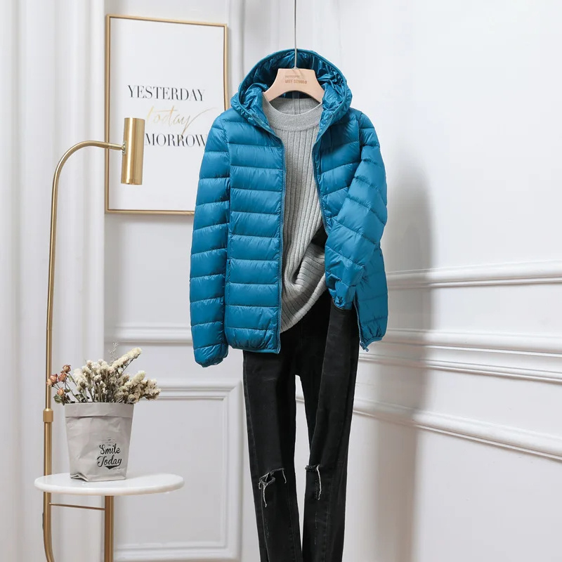 Packable Puffer Jacket with Hood for Women