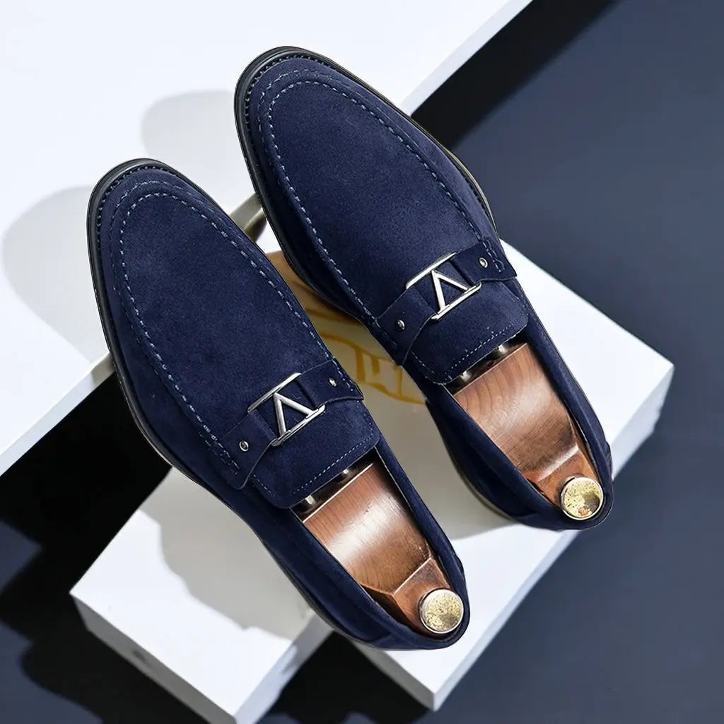 Patterned Slip-On Loafers with Buckle for Men Azzoria