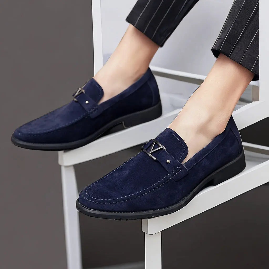 Patterned Slip-On Loafers with Buckle for Men Azzoria