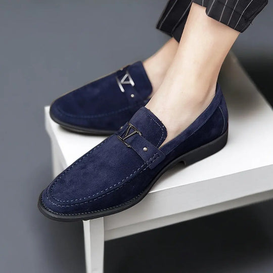 Patterned Slip-On Loafers with Buckle for Men Azzoria