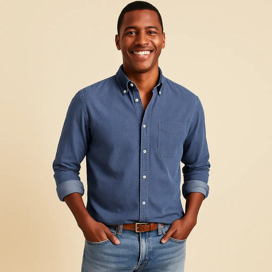 Plain Finish Long-Sleeve Shirt for Men Azzoria