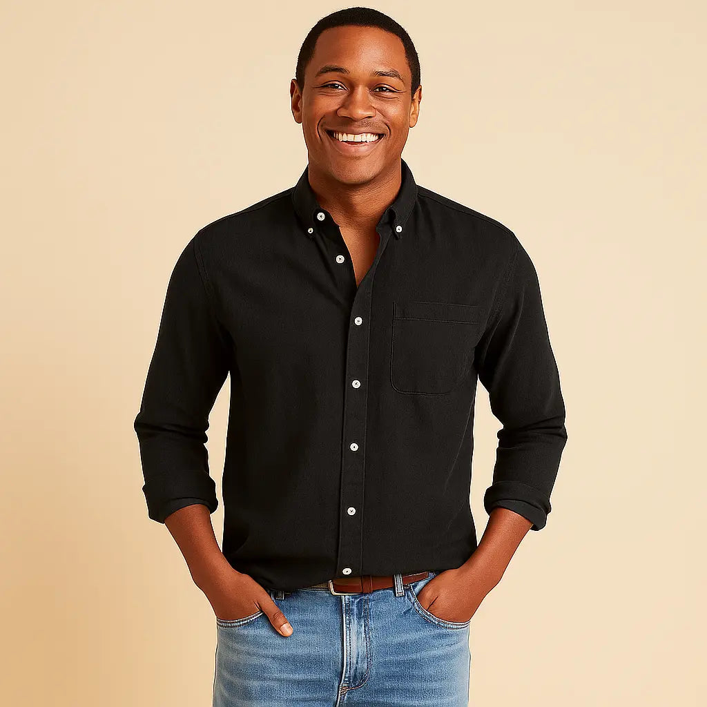 Plain Finish Long-Sleeve Shirt for Men Azzoria