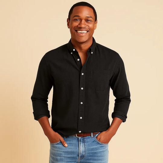 Plain Finish Long-Sleeve Shirt for Men Azzoria