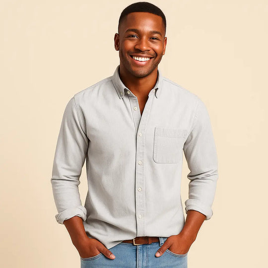 Plain Finish Long-Sleeve Shirt for Men Azzoria