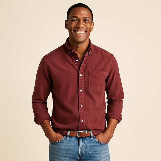 Plain Finish Long-Sleeve Shirt for Men Azzoria