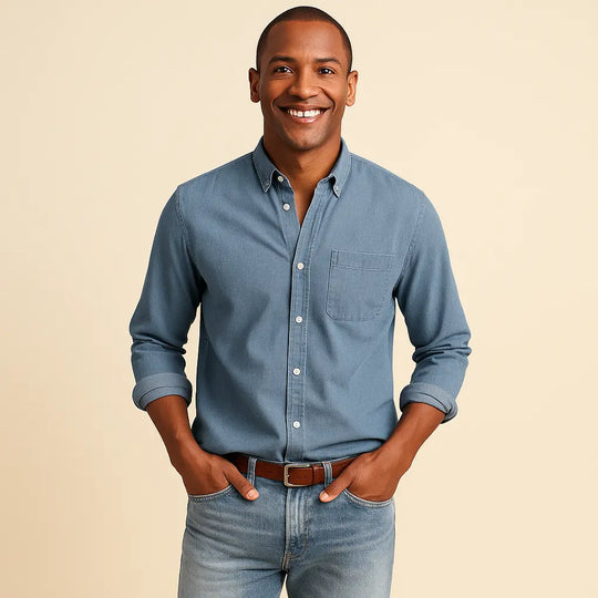 Plain Finish Long-Sleeve Shirt for Men Azzoria