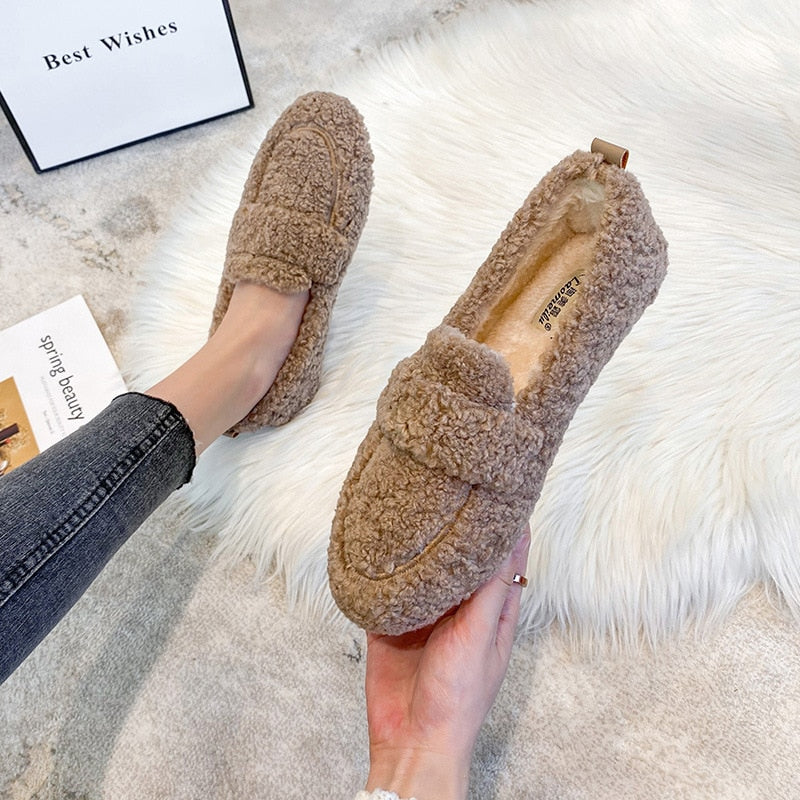 Plush Slipper Shoes with Non-Slip Sole for Women