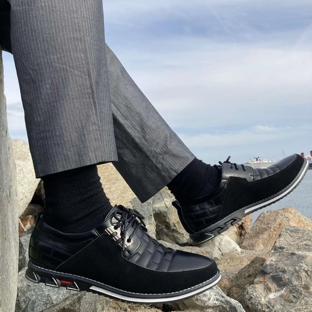 Quilted Lace-Up Derby Shoes for Men Azzoria