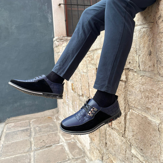 Quilted Lace-Up Derby Shoes for Men Azzoria