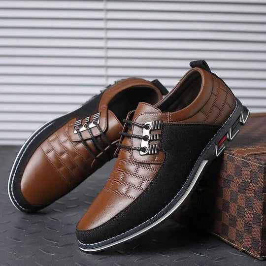 Quilted Lace-Up Derby Shoes for Men Azzoria